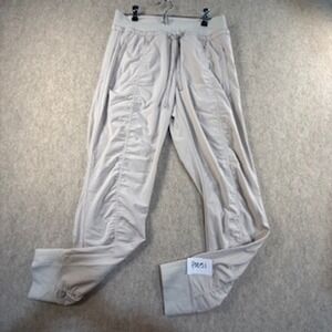 Athleta Attitude Jogger Pants Light Gray Ruched Front Tapered Size 8